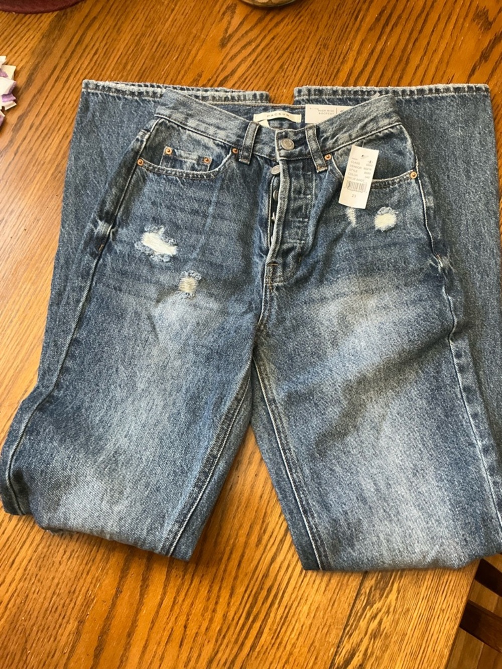 PacSun Women’s Boot Cut Jeans - Medium Blue Distressed